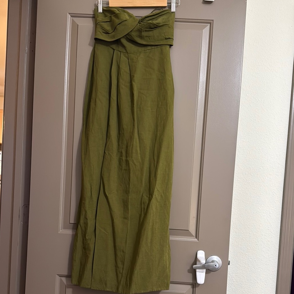 Mara Hoffman Yara Elegant Olive Green Strapless Dress